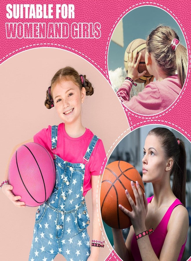 Hanaive 20 Pcs Basketball Hair Accessories Basketball Hair Ties Elastic Ponytail Holders No Crease Ribbon for Team Sport Party(Pink Basketball) - Image 4