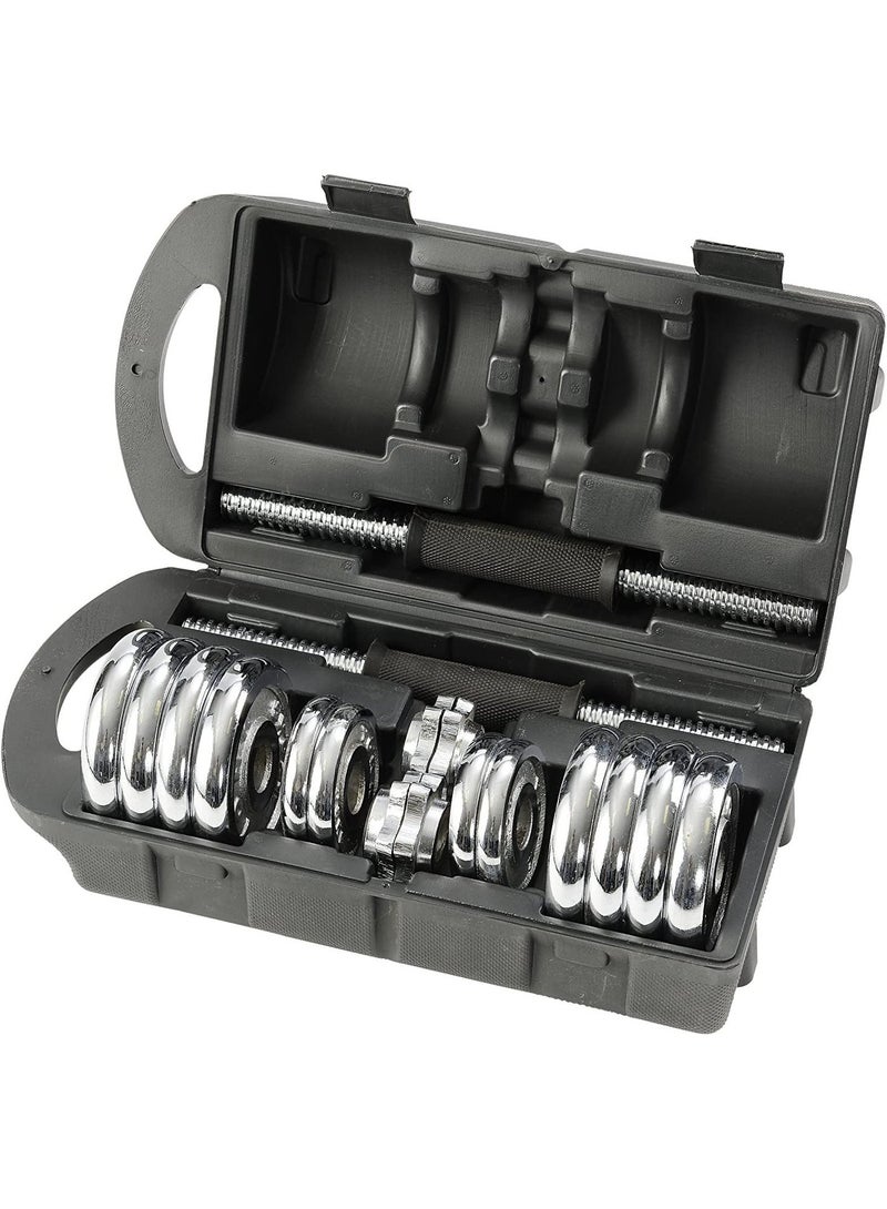 يورك فيتنس مجموعة دامبل كروم من يورك فيتنس 15 كجم مع حقيبة تخزين محمولة | طقم أثقال قابل للتعديل لتمارين الجيم في المنزل - Image 2