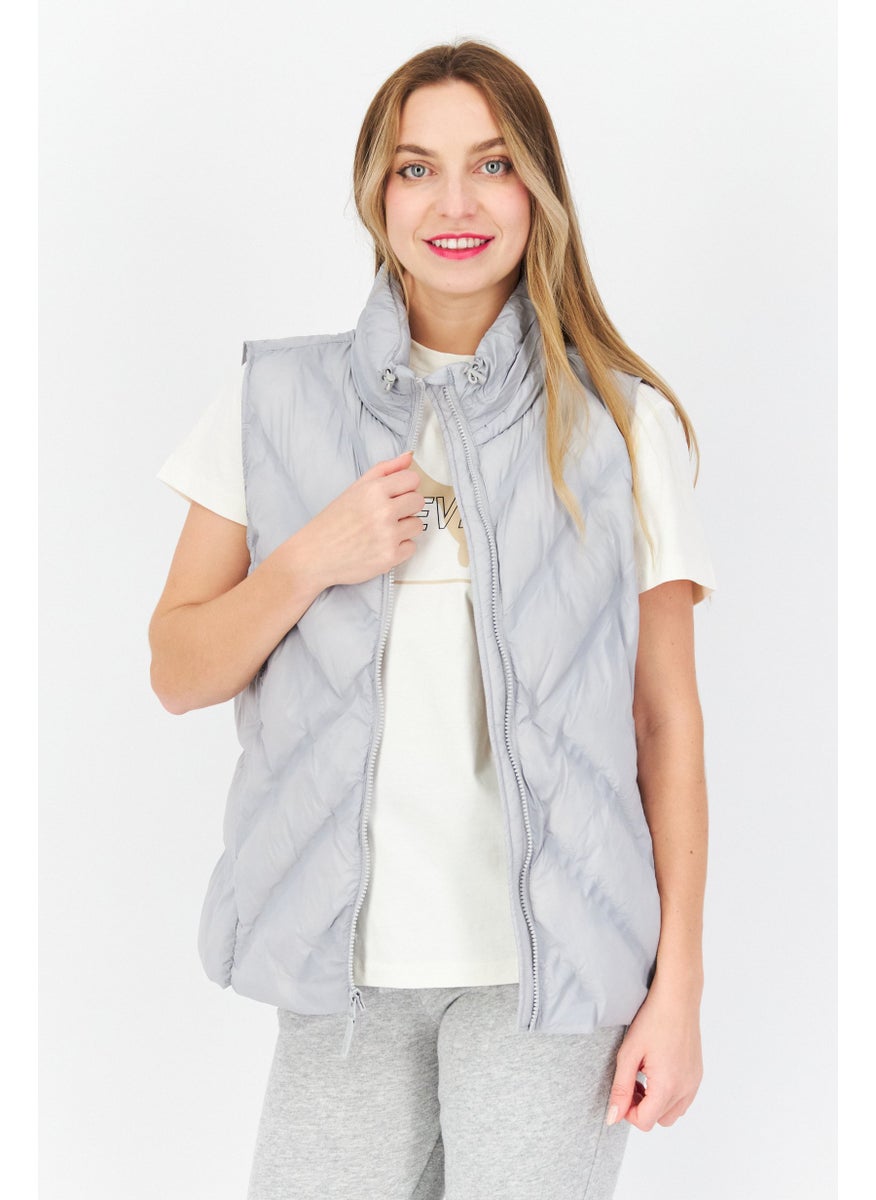 Marc New York Women Plain Puffer Vest, Grey  - Image 1