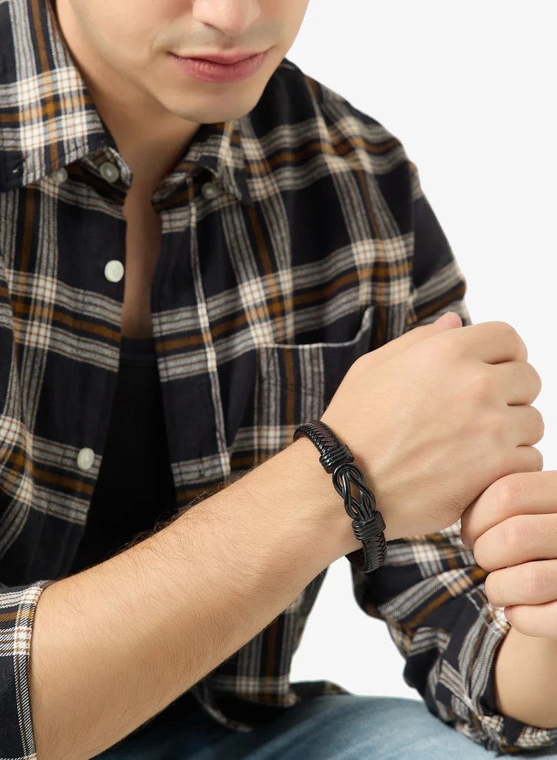 Seventy Five  Faux Leather Bracelet with Magnetic Clasp for Men | Best Price UAE