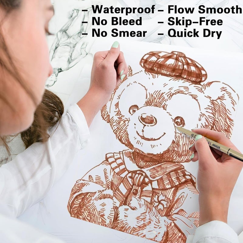 KOUSICOO Muchcute Micro Fineliner Drawing Art Pens: 6 Sepia Fine Line Waterproof Ink Set Artist Supplies Brown Archival Inking Marker Liner Sketch Outline Manga Anime Gifts Sketching Watercolor Zentangle Stuff - Image 4