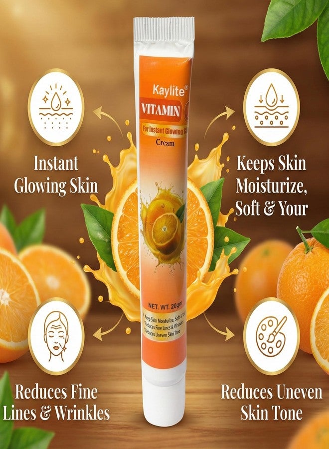Kaylite Vitamin C Cream for Skin Whitening, Moisturized Face Cream | Daily Instant Glowing Skin | Brightening & Lightening | Reduces Dark Spots & Fine Lines Cream for Men & Women | Suitable for All Skin Types | 20 GM(Pack of 1) - Image 3