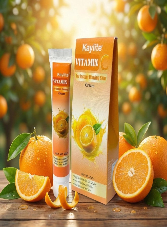 Kaylite Vitamin C Cream for Skin Whitening, Moisturized Face Cream | Daily Instant Glowing Skin | Brightening & Lightening | Reduces Dark Spots & Fine Lines Cream for Men & Women | Suitable for All Skin Types | 20 GM(Pack of 1) - Image 4