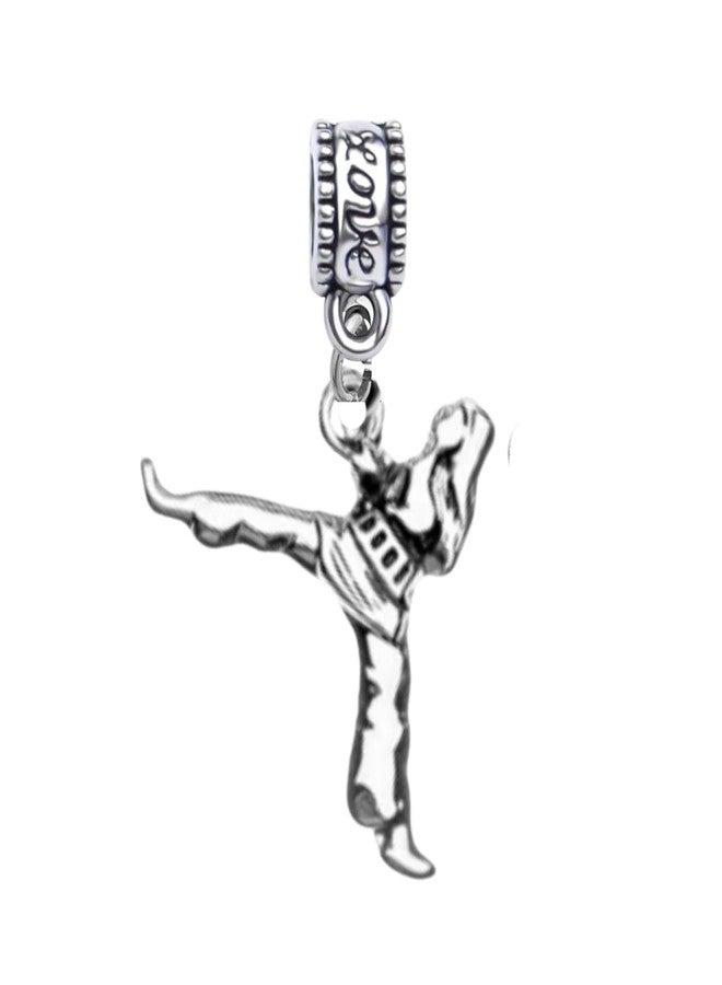 Sportybella Kickboxing Martial Arts Charm Bead - High Kick Pendant - Compatible with Pandora, Chamilia, Troll & European Bracelets - Karate, Taekwondo, Muay Thai Gift for Fighters - Image 1