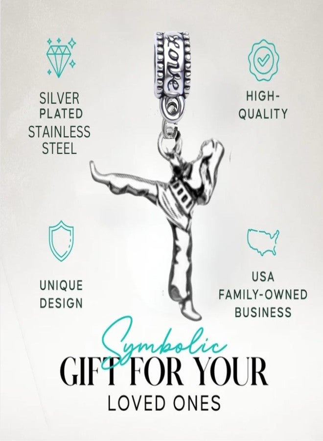 Sportybella Kickboxing Martial Arts Charm Bead - High Kick Pendant - Compatible with Pandora, Chamilia, Troll & European Bracelets - Karate, Taekwondo, Muay Thai Gift for Fighters - Image 2