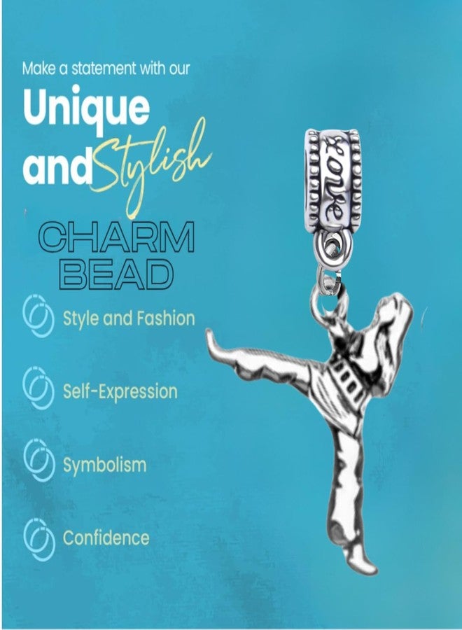 Sportybella Kickboxing Martial Arts Charm Bead - High Kick Pendant - Compatible with Pandora, Chamilia, Troll & European Bracelets - Karate, Taekwondo, Muay Thai Gift for Fighters - Image 4