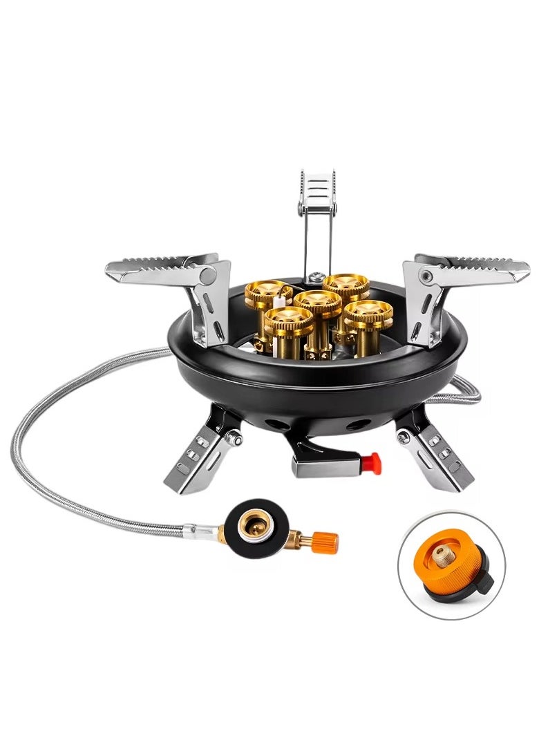 Generic - BRS-201A Portable Camping Gas Stove 16000W High Pressured Propane Butane Gas Burner Outdoor Emergency Stove with Piezo Ignition (Black) - Image 1