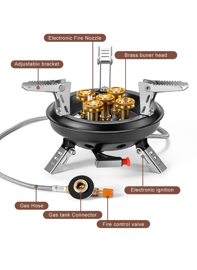 Generic - BRS-201A Portable Camping Gas Stove 16000W High Pressured Propane Butane Gas Burner Outdoor Emergency Stove with Piezo Ignition (Black) - Image 1