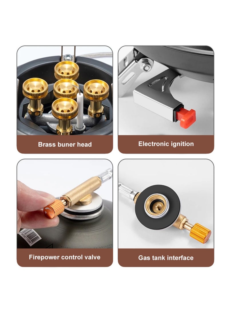 Generic - BRS-201A Portable Camping Gas Stove 16000W High Pressured Propane Butane Gas Burner Outdoor Emergency Stove with Piezo Ignition (Black) - Image 1
