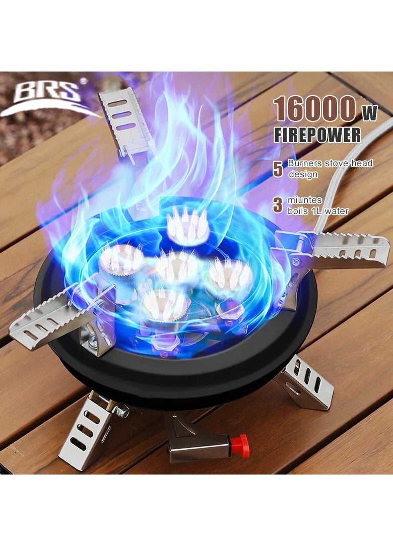 Generic - BRS-201A Portable Camping Gas Stove 16000W High Pressured Propane Butane Gas Burner Outdoor Emergency Stove with Piezo Ignition (Black) - Image 1