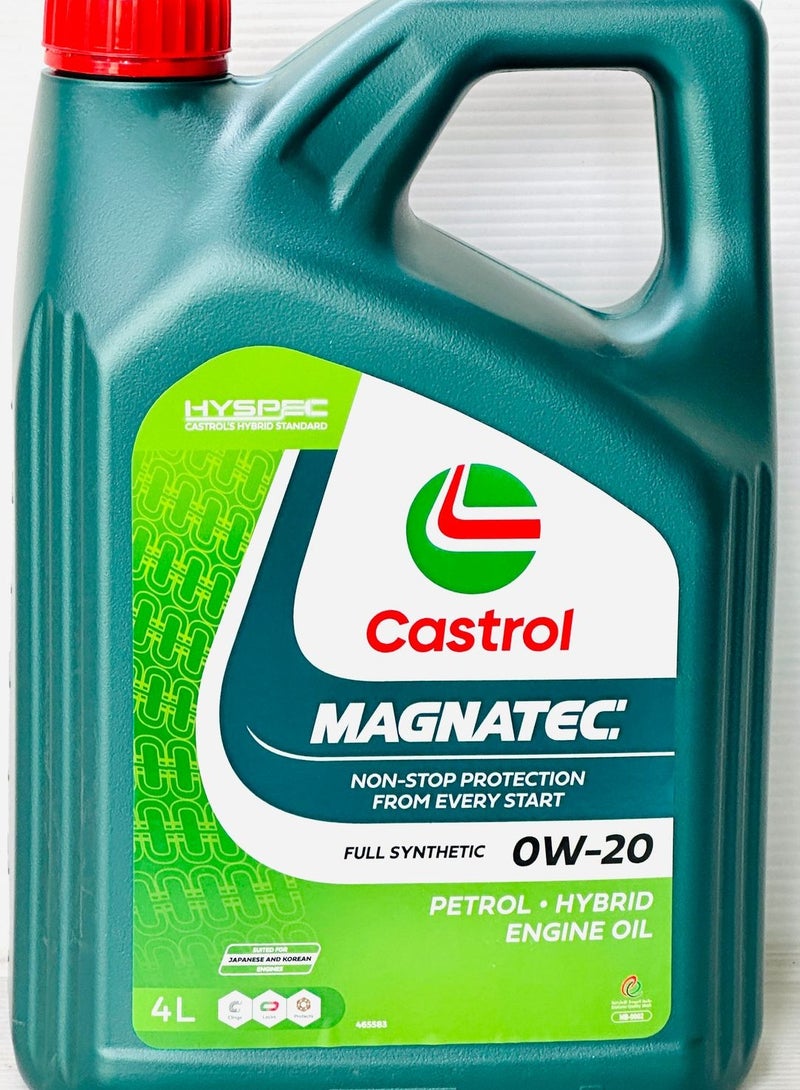 Castrol Magnatec 0W20 Fully Synthetic Engine Oil 4Ltr - Image 1