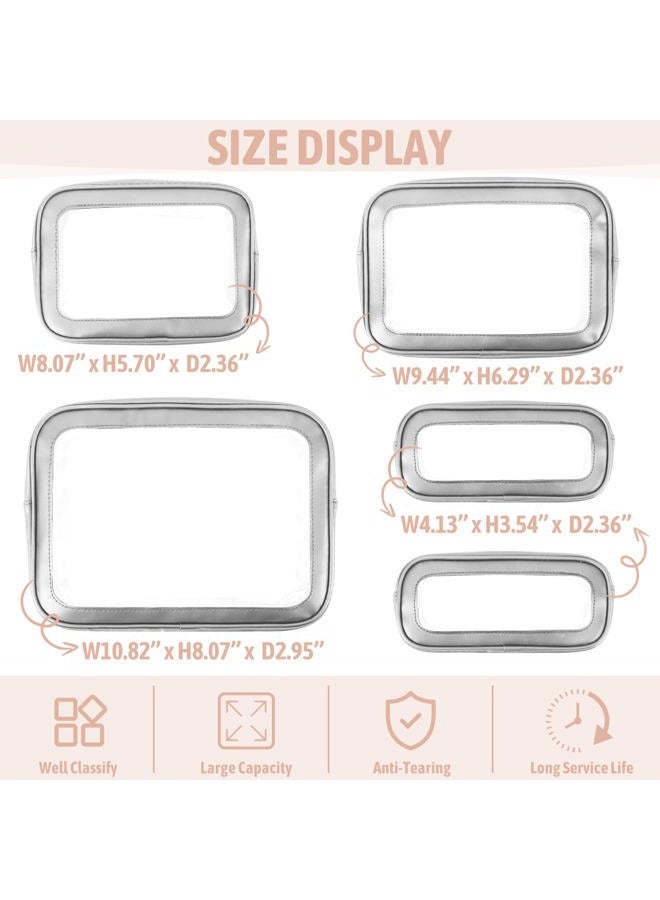 YOPCDJ 5 Pack Clear Toiletry Bag,TSA Approved Travel Makeup Pouch with Zipper for Cosmetics and Toiletries，Diaper Bag Organizer Pouch Set,Purse Organizer for Christmas Women Gift - Image 3