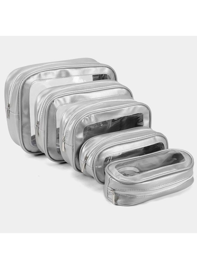 YOPCDJ 5 Pack Clear Toiletry Bag,TSA Approved Travel Makeup Pouch with Zipper for Cosmetics and Toiletries，Diaper Bag Organizer Pouch Set,Purse Organizer for Christmas Women Gift - Image 1