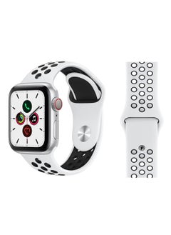 PROMASS Silicone Replacement Band For Apple iWatch All Series Compatible with 41mm/40mm/38mm White/Black  - Image 2