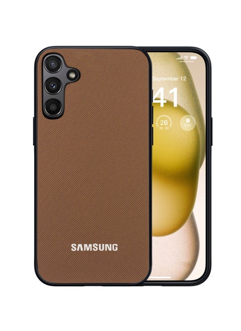 Compatible with Samsung Galaxy A35 Case Dual Layer Heavy Duty Cell Phone Protective Cover Shockproof Rugged with Non-Slip Textured - Brown