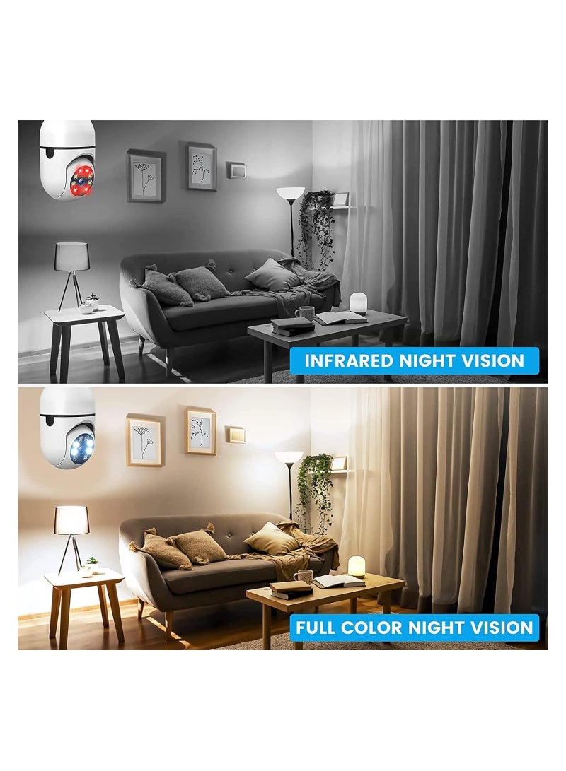 2 Pack Wireless Light Bulb Camera, 360°Panoramic Security Camera, 2.4GHz WiFi Smart 1080P Outdoor Surveillance Camera Heavy Duty - Image 5