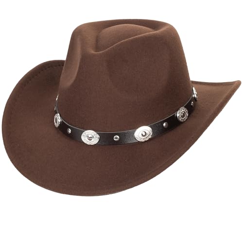 IZUS Western Outback Felt Cowboy Hat for Women Cowgirls-Fedora Rodeo-Hat 22"-22.75" fit for Medium - Image 1