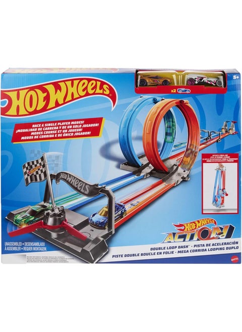 Hot Wheels Double Loop Dash Drag Racing Playset