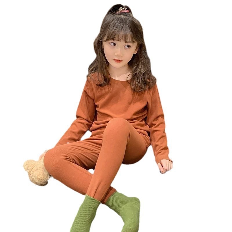 Girls Velvet Autumn Clothes and Pants Thermal Underwear suit Childrens Pajamas Winter Home Clothes Childrens Clothing Spring and Autumn Children Apricot - Image 5