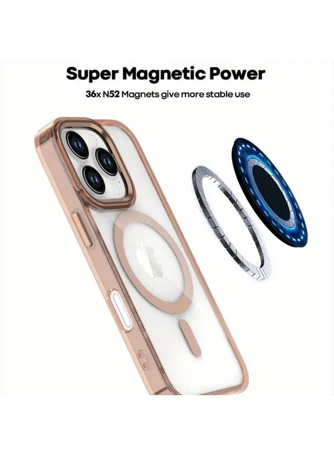 غلاف شحن لاسلكي مغناطيسي باللون الذهبي لهاتف iPhone 13 Pro، شفاف ومقاوم للسقوط - Image 2