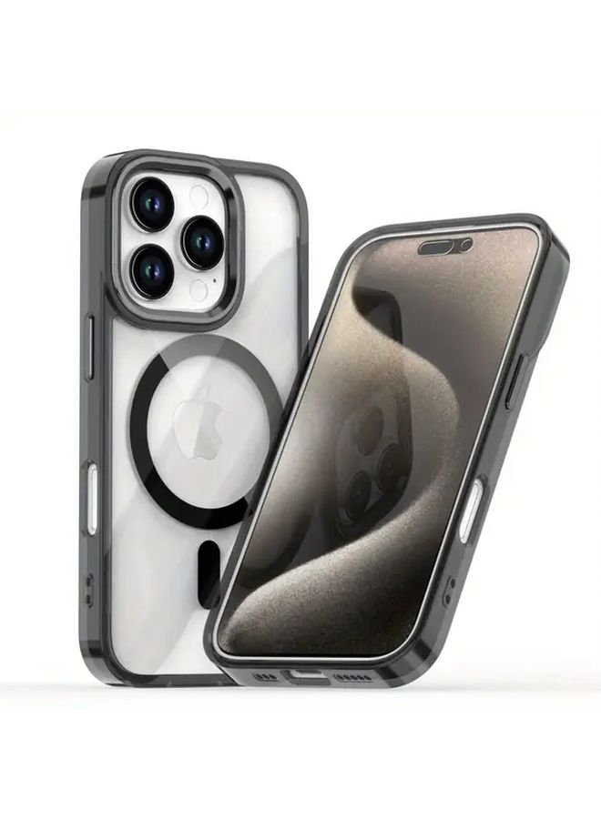 غلاف شحن لاسلكي مغناطيسي باللون الذهبي لهاتف iPhone 13 Pro، شفاف ومقاوم للسقوط - Image 3