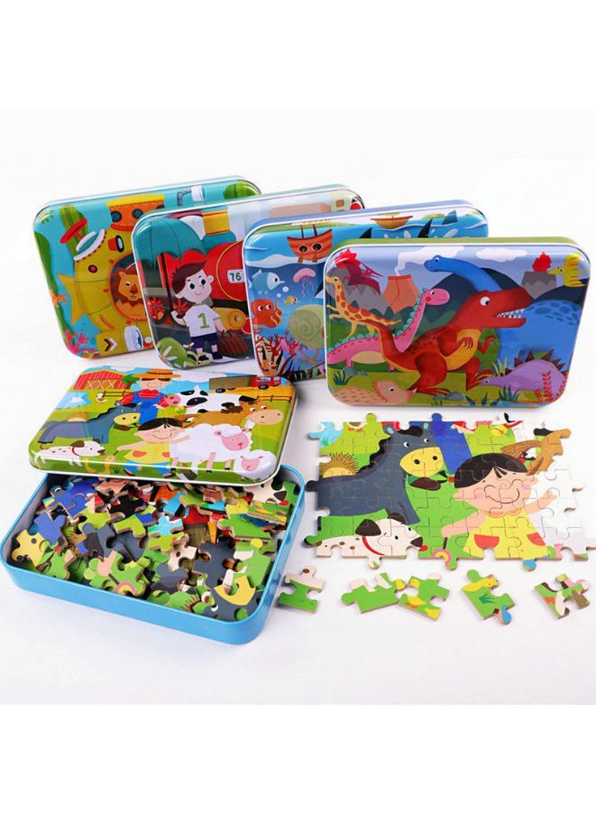 Wooden Jigsaw 120 Pieces Cartoon Animals Fairy Tales Puzzles Children Wood Early Learning Set Montessori Education Toy Kids Gift, Wild Animals  - Image 4