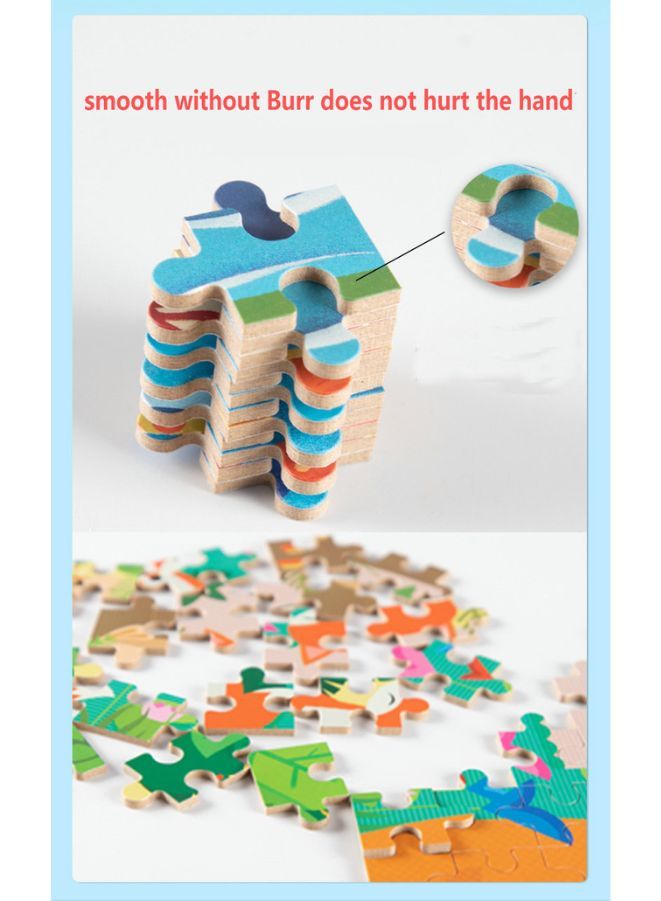 Wooden Jigsaw 120 Pieces Cartoon Animals Fairy Tales Puzzles Children Wood Early Learning Set Montessori Education Toy Kids Gift, Wild Animals  - Image 5