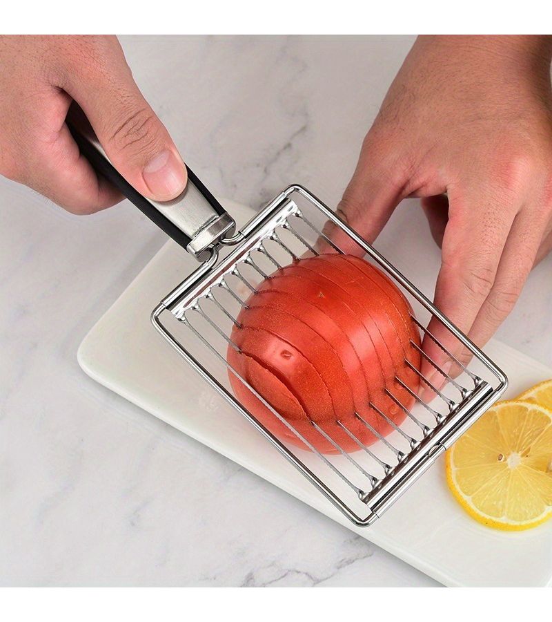 Stainless Steel Manual Tomato Slicer Vegetable Fruit Cutter Egg Slicer Perfect Slicing Dicing Tool For Salad Sandwich Breakfast Preparation Durable Kitchen Utensil - Image 1