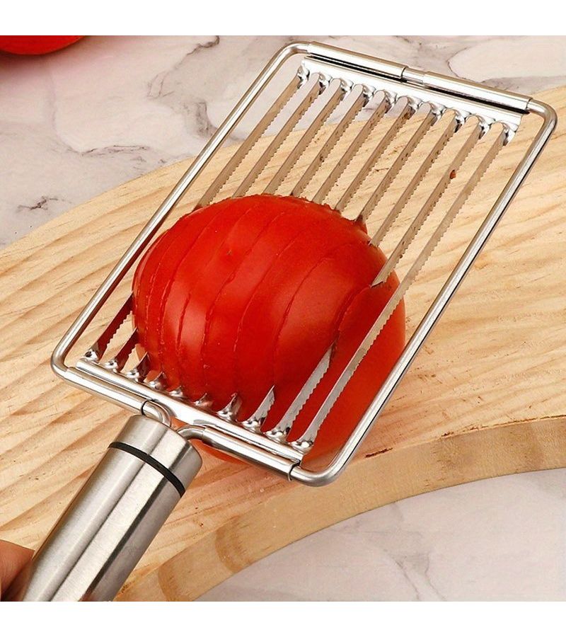 Stainless Steel Manual Tomato Slicer Vegetable Fruit Cutter Egg Slicer Perfect Slicing Dicing Tool For Salad Sandwich Breakfast Preparation Durable Kitchen Utensil - Image 4