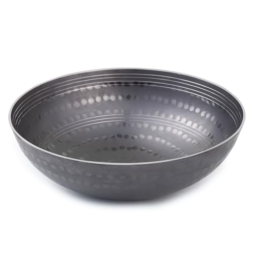 PTR 10.5 Inch 2.5 Litre Hammered Iron Kadhai Original Lohe Ki Kadai Handle-Free Deep Frying Pan for Roasting Frying Heavy Base Gas and Induction Compatible Food Grade Iron Smooth Edge - Image 5