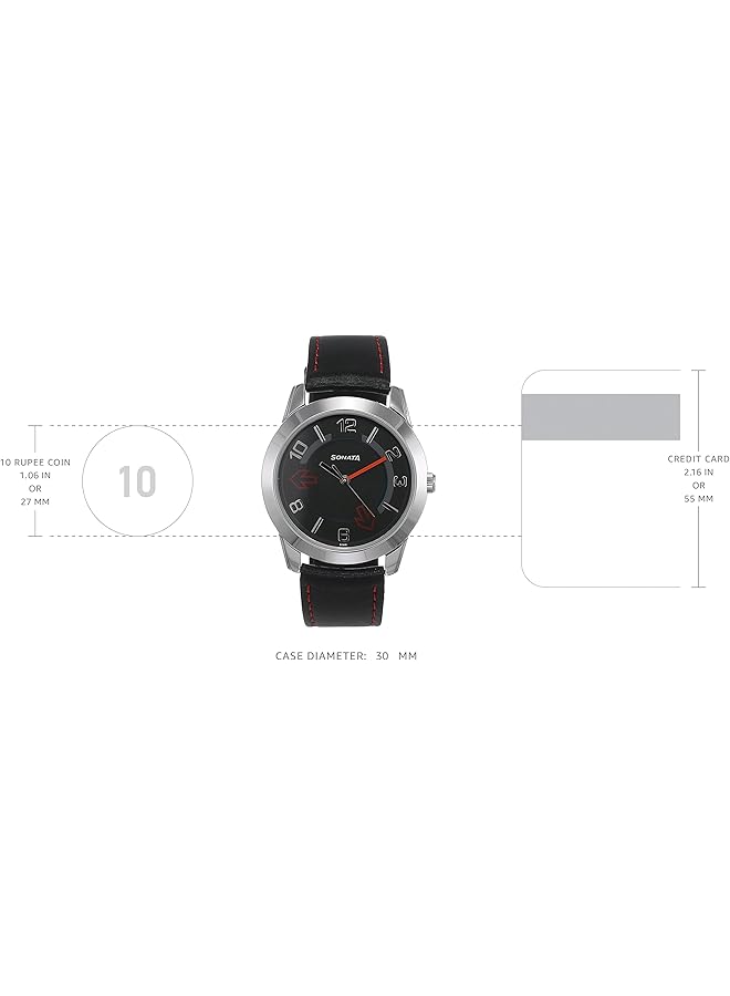 سوناتا ساعة يوفا أنالوج للرجال بمينا أسود Nm7924Sl04 Nn7924Sl04 - Image 3