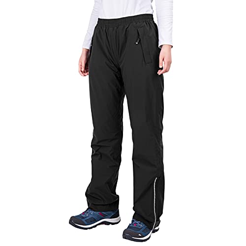 33,000ft Women's Rain Pants, Lightweight Waterproof Rain Over Pants, Windproof Hiking Pants for Outdoor, Fishing, Rainy Day Black - Image 1