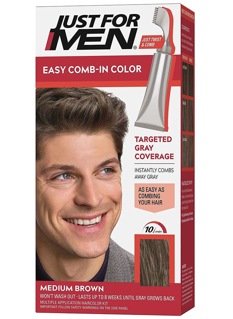 Just For Men - Easy Comb-In Color with Comb Applicator, Medium Brown - Image 1