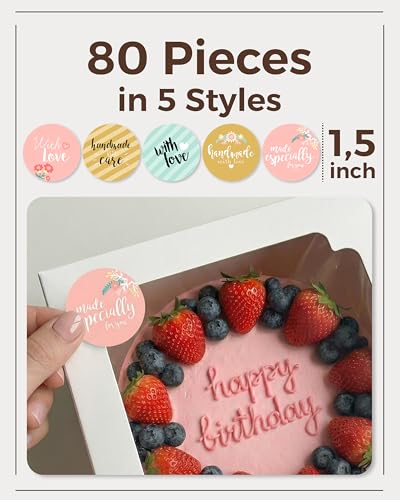 Baregamyan 12x12x8 Inch Cake Boxes 15 pcs, Large 12 Inch Cake Box with Window for 8 Inch Tall Tiered Bakery Cakes, Pies, Sturdy Square White Cardboard, Cake Decorating Supplies (80 Pcs Stickers) - Image 4