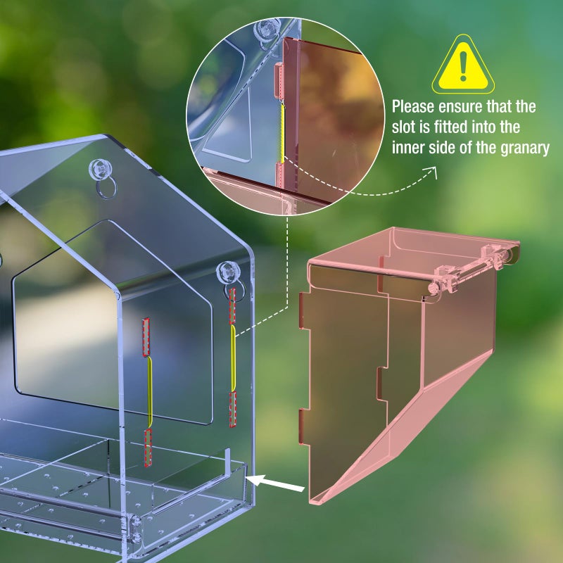 FLINTER Upgraded Window Bird Feeder with Dual Side Hoppers â€“ High Capacity Outside Birdfeeder for Window â€“ Strong Suction Cups & Adhesive Options, Close-up Viewing for Indoor Cats & Seniors, Ideal Nature Gift - Image 2