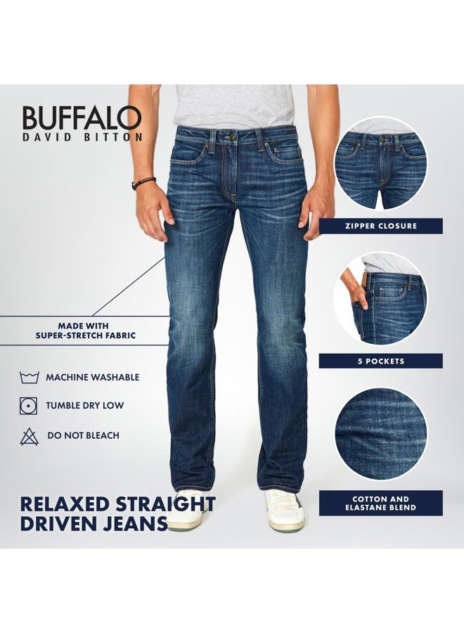 Buffalo David Bitton Men's Relaxed Straight Driven Jeans, Dark Blue Sanded Indigo, 36W x 32L - Image 4