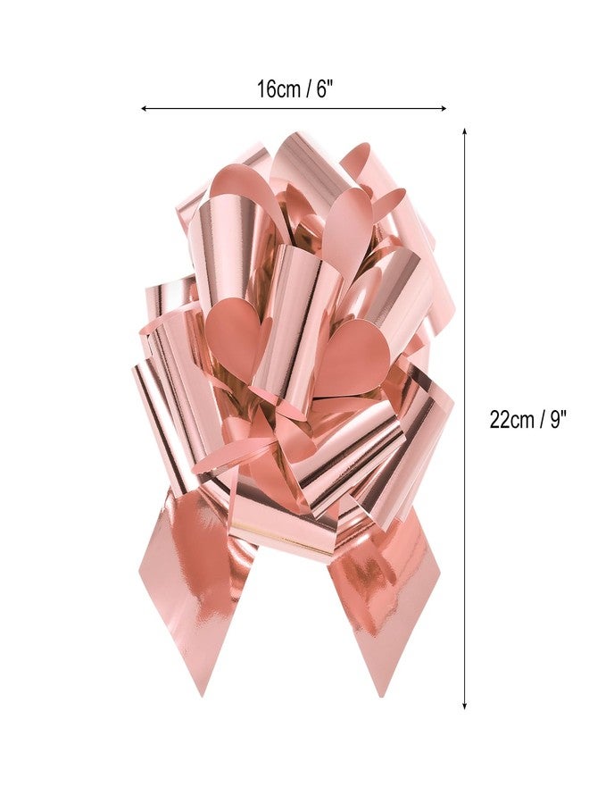 MECCANIXITY 5Pcs 6 Inch Metallic Large Big Pull Bow Gift Wrapping Bows Ribbon for Wedding Car Baskets Presents Christmas Bow, Rose Gold - Image 2