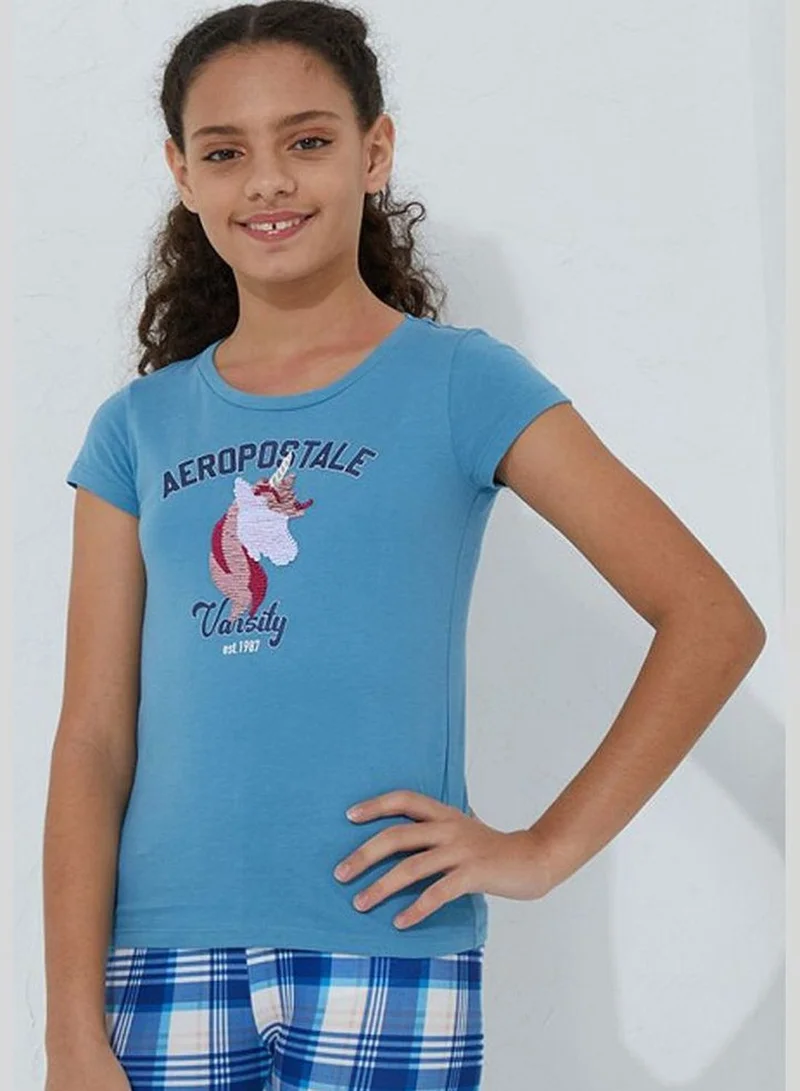 ايروبوستال Girls Short Sleeves Unicorn Print T-Shirt
