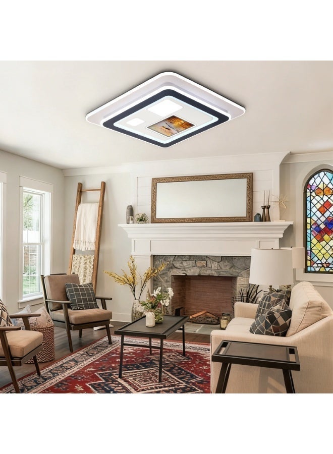 Modern Art Square LED Ceiling Light - Decorative Panel Light with Scene Lighting Function, Ideal for Living Rooms and Balconies, Home Interior Decor Lighting. - Image 4