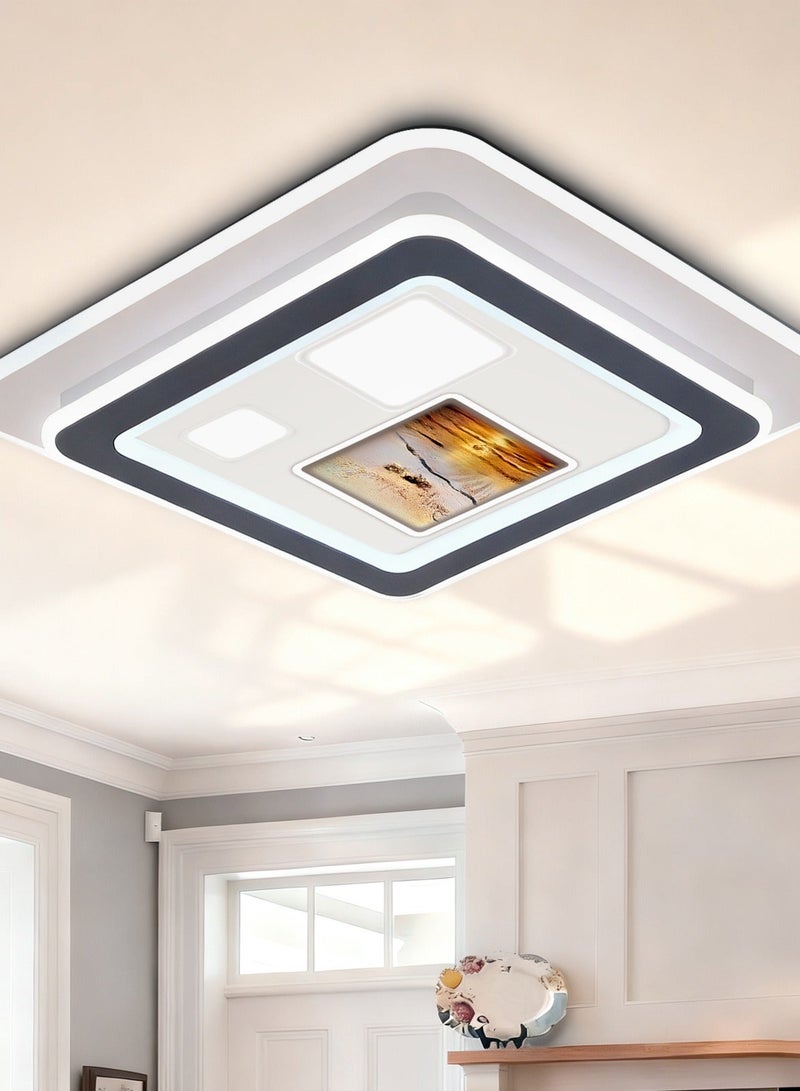 Ceiling Lighting - Modern Art Square LED Ceiling Light - Bathroom Ceiling Light - With light source, warm and artistic home decor lighting, suitable for bedrooms, living rooms, balconies, hallways, and kitchens. - Image 1