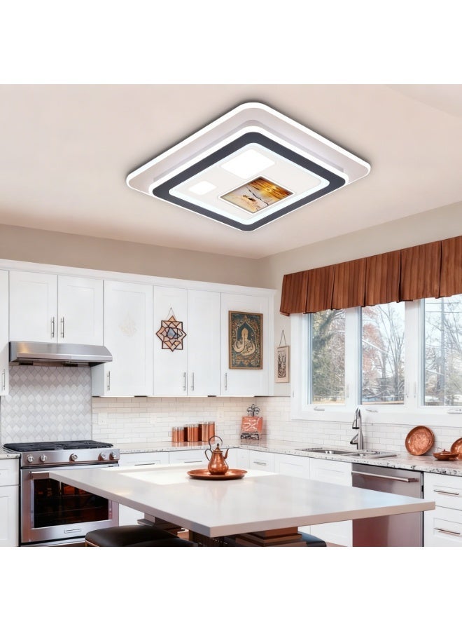 Ceiling Lighting - Modern Art Square LED Ceiling Light - Bathroom Ceiling Light - With light source, warm and artistic home decor lighting, suitable for bedrooms, living rooms, balconies, hallways, and kitchens. - Image 3