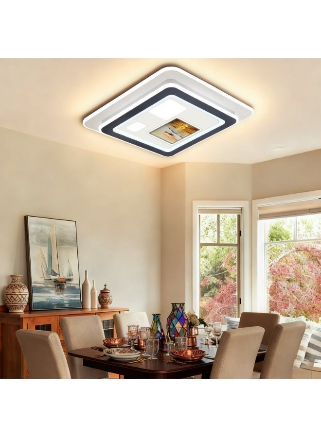 Ceiling Lighting - Modern Art Square LED Ceiling Light - Bathroom Ceiling Light - With light source, warm and artistic home decor lighting, suitable for bedrooms, living rooms, balconies, hallways, and kitchens. - Image 5