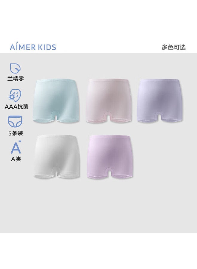 Aimer kids ملابس داخلية للأطفال من إيمر، شورتات بنات متوسطة الارتفاع، مجموعة مكونة من خمسة قطع، للبنات - أبيض + وردي بنفسجي + بنفسجي + أخضر + وردي، 160 - Image 1