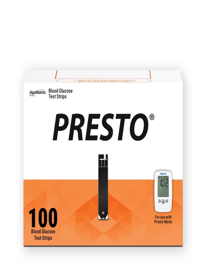 AgaMatrix Presto Test Strips, 100 Count (Pack of 1) | Use with AgaMatrix Presto Blood Glucose Monitor Only | Not for use with Other Meters | 1 Box, 100 Diabetes Test Strips - Image 1