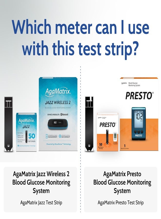 AgaMatrix Presto Test Strips, 100 Count (Pack of 1) | Use with AgaMatrix Presto Blood Glucose Monitor Only | Not for use with Other Meters | 1 Box, 100 Diabetes Test Strips - Image 2