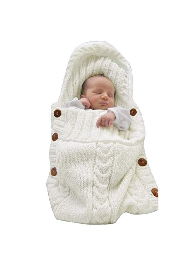 XMWEALTHY XMWEALTHY Newborn Baby Wrap Swaddle Blanket Knit Sleeping Bag Receiving Blankets Stroller Wrap for Baby (Beige) (0-6 Month)  - Image 1