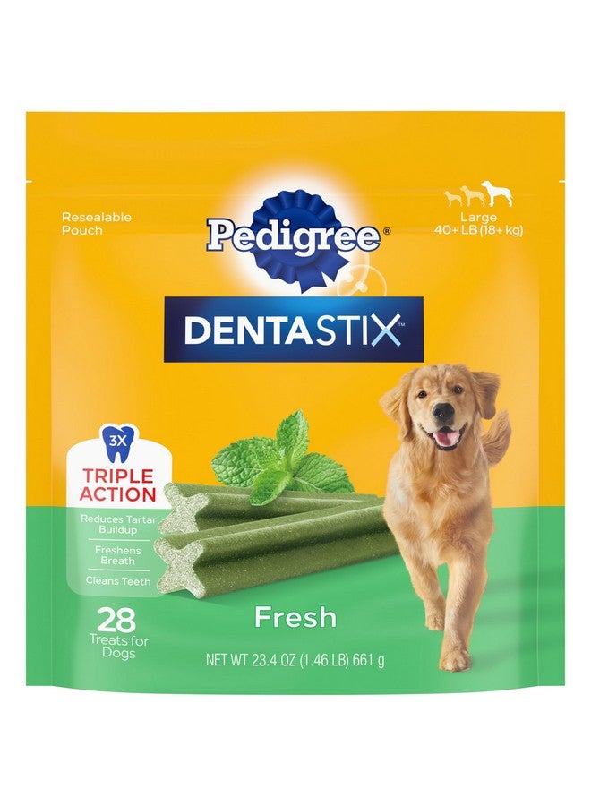 بيديجري مكافآت الأسنان للكلاب الكبيرة من Dentastix Fresh Breath بنكهة طازجة، عظام أسنان، عبوة 1.46 رطل (28 مكافأة) (قد تختلف العبوة) - Image 1
