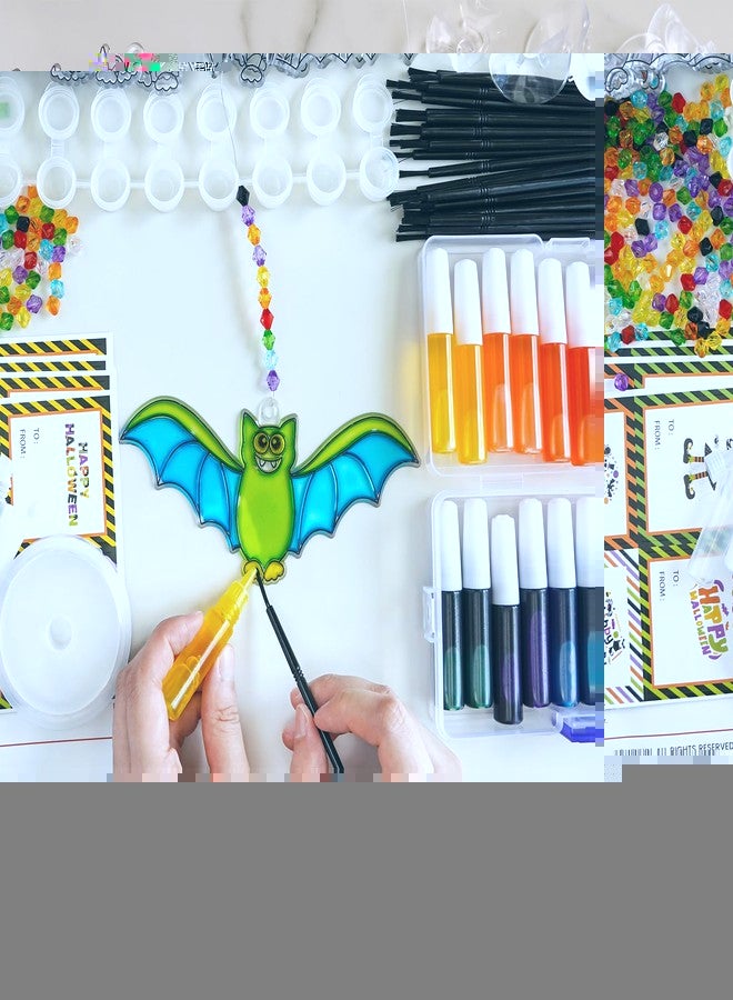وينلين مجموعة من 24 قطعة من زينة الهالوين على شكل خفاش، زينة العطلات، أدوات طلاء النوافذ، أدوات الرسم، أدوات الرسم على أغطية الشمس للأطفال، أنشطة، مشروع فني للفصل الدراسي - Image 2