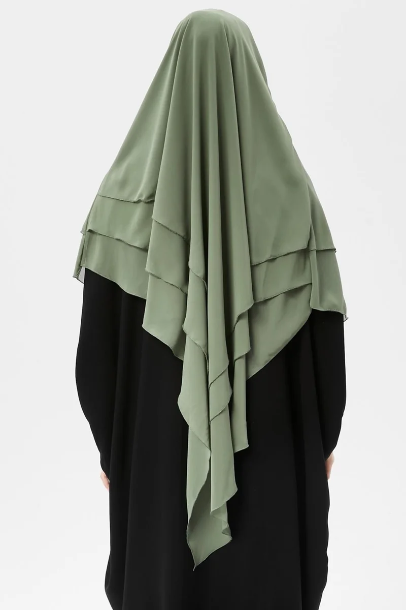 Altobeh Ready Practical Chiffon Three Layer Veiled Triangle Hajj Umrah Shawl Soufflé Hijab Nikap