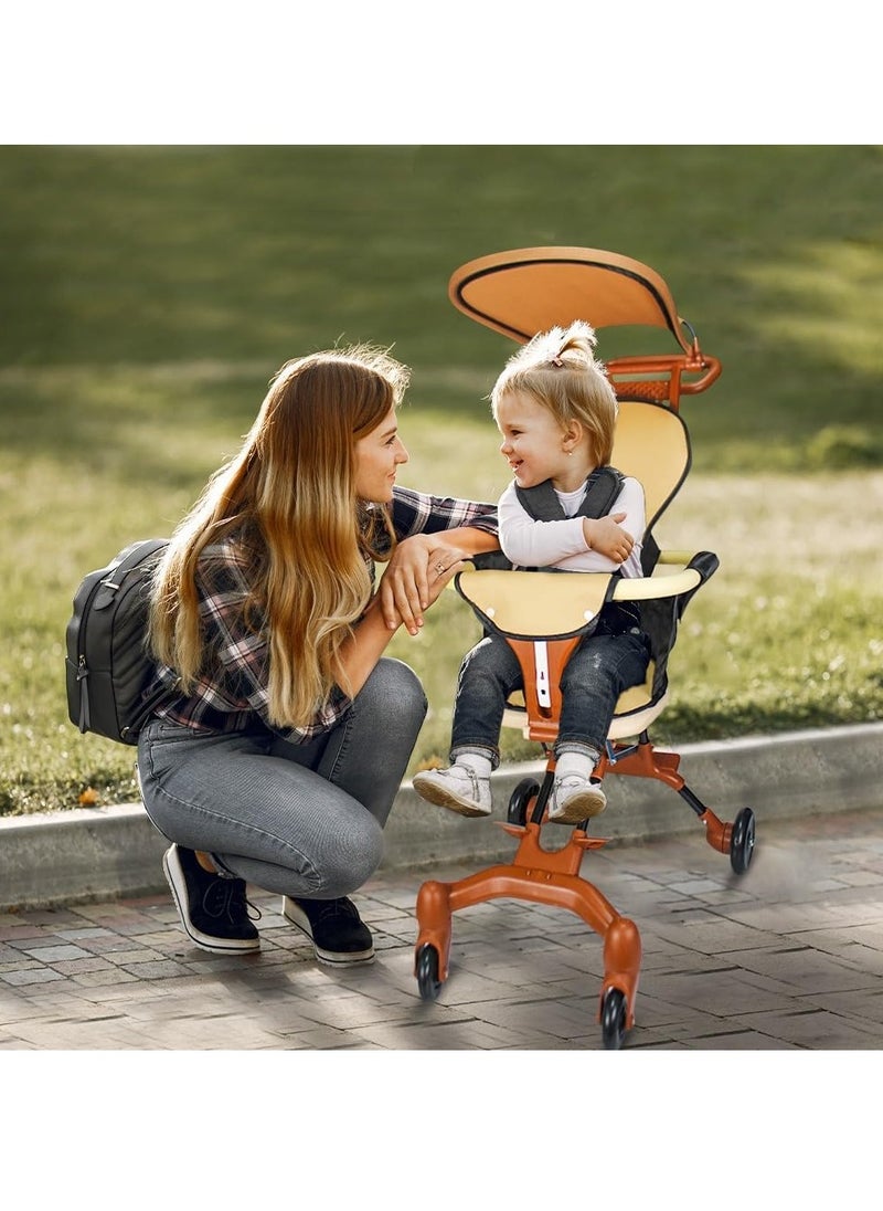 UKR UKR Foldable Mini Stroller – Airplane-Friendly Compact Baby Stroller for Travel – Best Cabin Stroller for Babies (Brown)  - Image 5